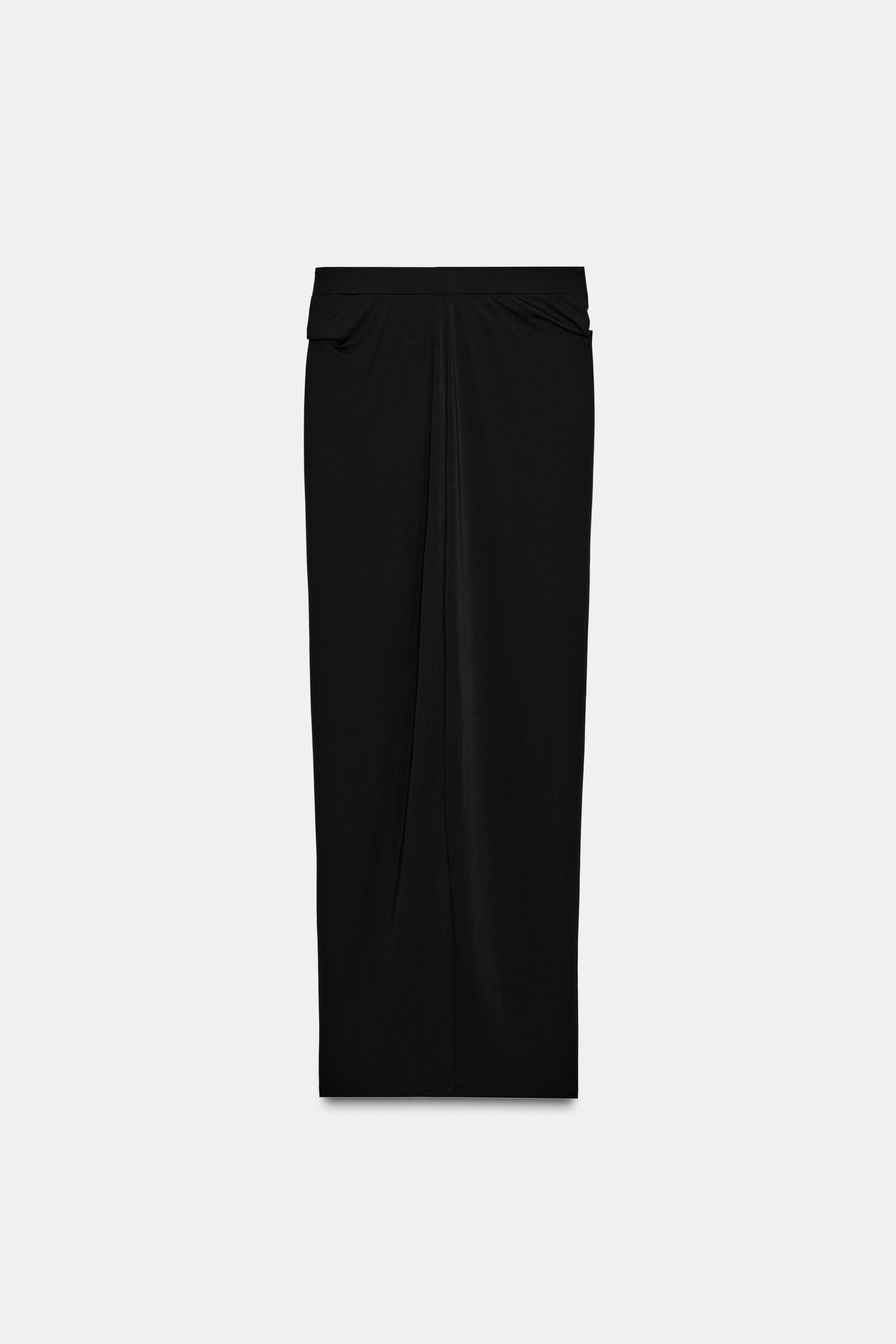 LONG GATHERED CREPE SKIRT